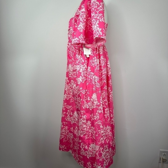 NWT Peter Som for Anthropologie Pink White Floral Midi Dress Women's size Small - Picture 8 of 14